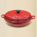 Hot Sale Red Esmalte ferro fundido Braising Caçarola Tamanho 30X6cm